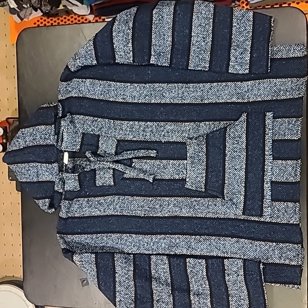 Baja hoodie blue stripe pattern XL